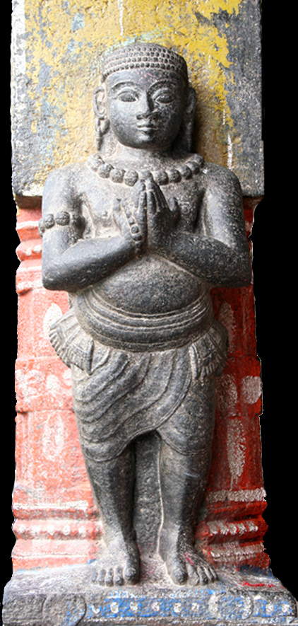Statue en granit d'un dévot en prière