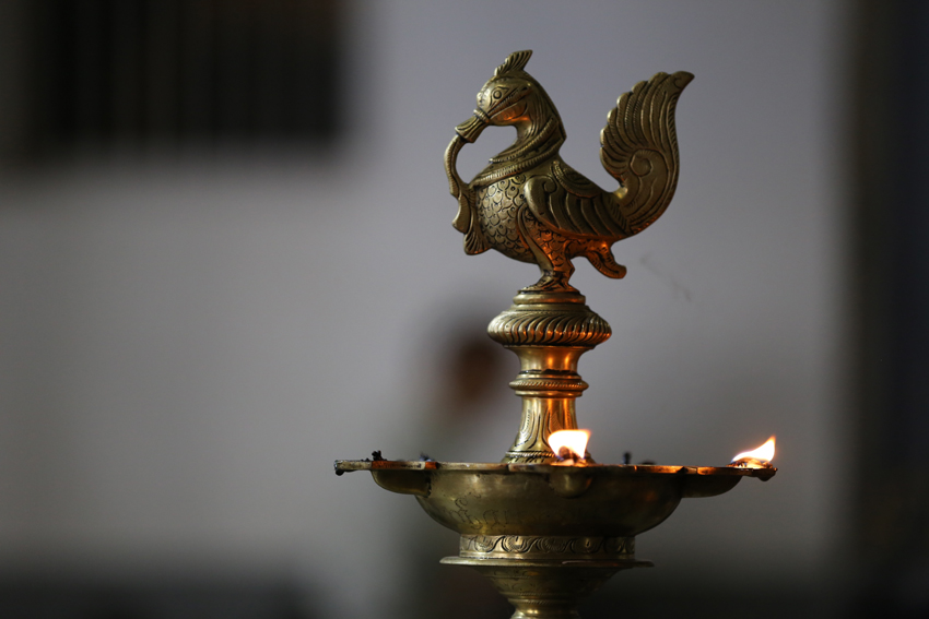 Lampe à huile temple de Sri Ramana Maharshi