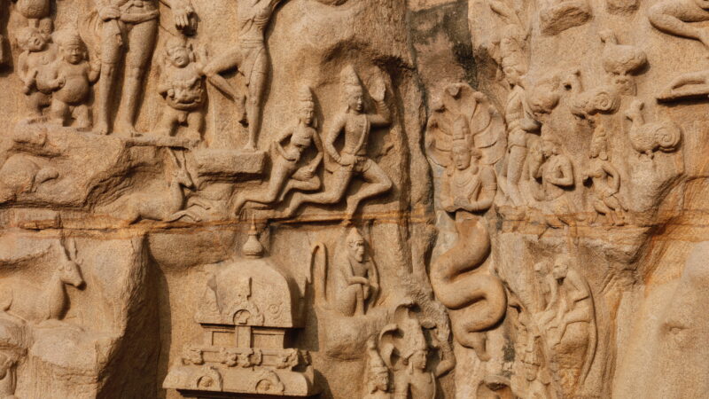 Détail de la descente du Gange à Mahabalipuram